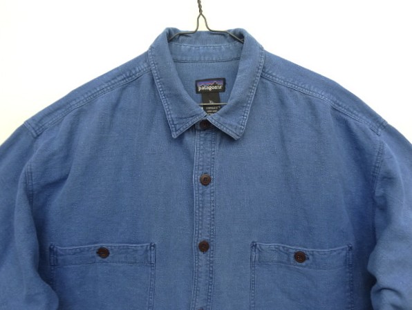 画像: 90'S PATAGONIA ヘンプ 長袖シャツ インディゴ 香港製 (VINTAGE)