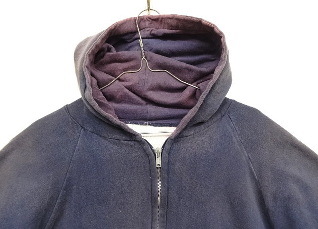画像: 80'S UNKNOWN 裏地サーマル フルジップ ダブルフェイス スウェットパーカー フェードネイビー アルミジップ (VINTAGE)