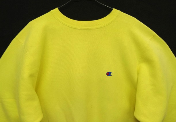画像: 90'S CHAMPION 刺繍タグ リバースウィーブ 無地 レモンイエロー USA製 (VINTAGE)