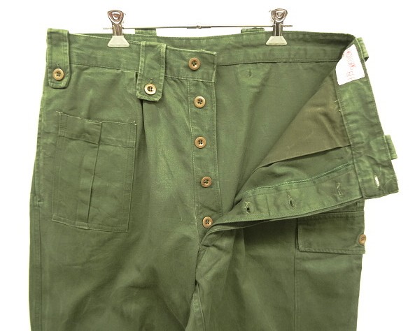 画像: 70'S ベルギー軍 "左右非対称ポケット" プリーツ入り カーゴパンツ ミリタリーグリーン 6FF (VINTAGE)