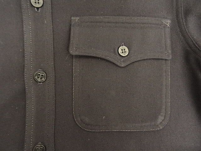 画像: 40'S アメリカ軍 US NAVY 片側フラップ付きポケット イカリボタン ウール CPOシャツ ダークネイビー (VINTAGE)