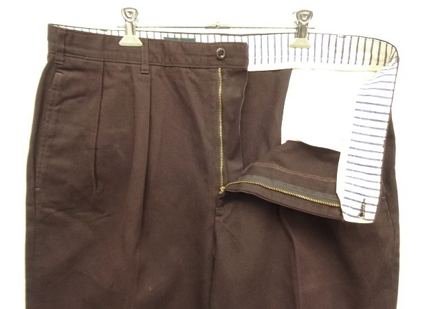 画像: 90'S J.CREW 旧タグ ツープリーツ チノパンツ ダークブラウン USA製 (VINTAGE)