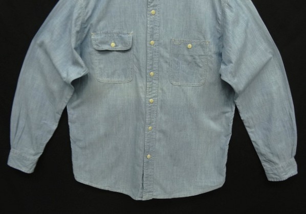 画像: 80'S RALPH LAUREN "白タグ" 猫目ボタン シャンブレーシャツ ブルー (VINTAGE)