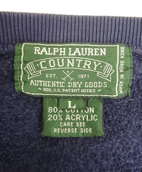 画像2: 90'S RALPH LAUREN "POLO COUNTRY" クルーネック スウェットシャツ ナス紺 (VINTAGE)