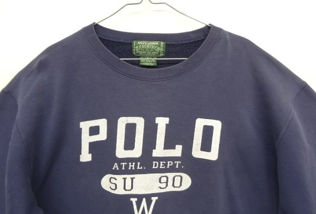 画像: 90'S RALPH LAUREN "POLO COUNTRY" クルーネック スウェットシャツ ナス紺 (VINTAGE)