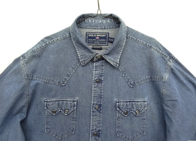 画像: 90'S RALPH LAUREN "POLO SPORT" デニム ウエスタンシャツ インディゴ (VINTAGE)