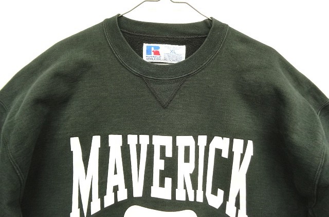 画像: 90'S RUSSELL ATHLETIC 前V&脇の下ガゼット付き ヘビーウエイト クルーネック スウェットシャツ ブラック USA製 (VINTAGE)