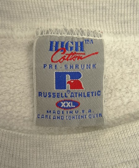 画像2: 90'S RUSSELL ATHLETIC "HIGH COTTON" 前Vガゼット付き クルーネック スウェットシャツ アッシュ USA製 (VINTAGE)