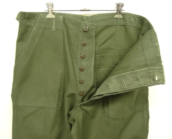 画像: 60'S アメリカ軍 US ARMY "OG107" 初期モデル コットンサテン 平ボタン ベイカーパンツ LARGE (VINTAGE)