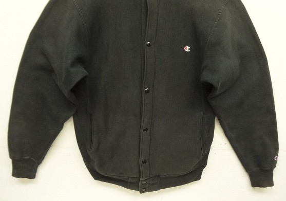 画像: 90'S CHAMPION 刺繍タグ リバースウィーブ スナップボタン カーディガン ブラック USA製 (VINTAGE)
