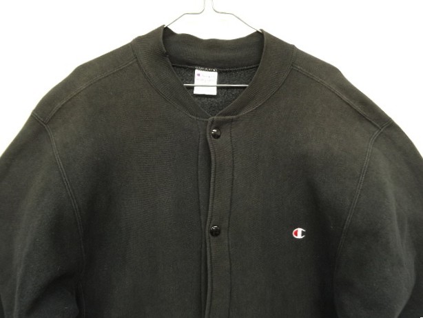 画像: 90'S CHAMPION 刺繍タグ リバースウィーブ スナップボタン カーディガン ブラック USA製 (VINTAGE)