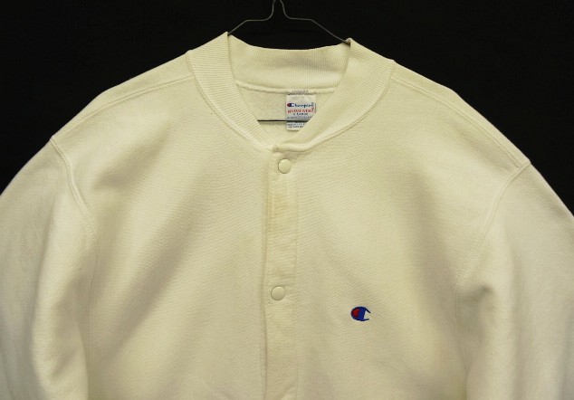 画像: 90'S CHAMPION 刺繍タグ リバースウィーブ スナップボタン カーディガン ホワイト USA製 (VINTAGE)