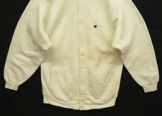 画像: 90'S CHAMPION 刺繍タグ リバースウィーブ スナップボタン カーディガン ホワイト USA製 (VINTAGE)