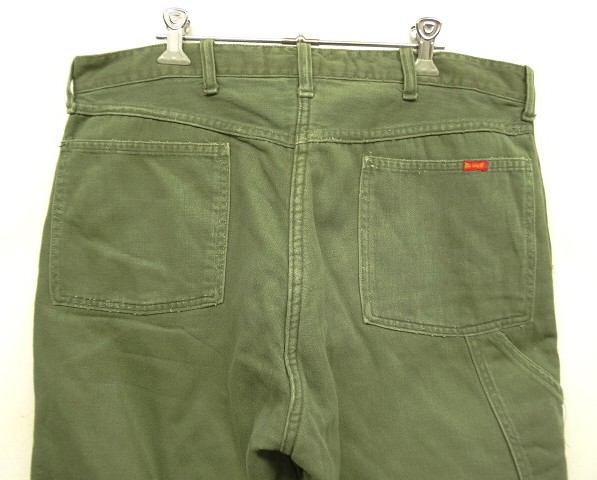 画像: 60'S BIG SMITH トップスナップボタン 裏地キルティング ペインターパンツ オリーブ SCOVILLジップ (VINTAGE)