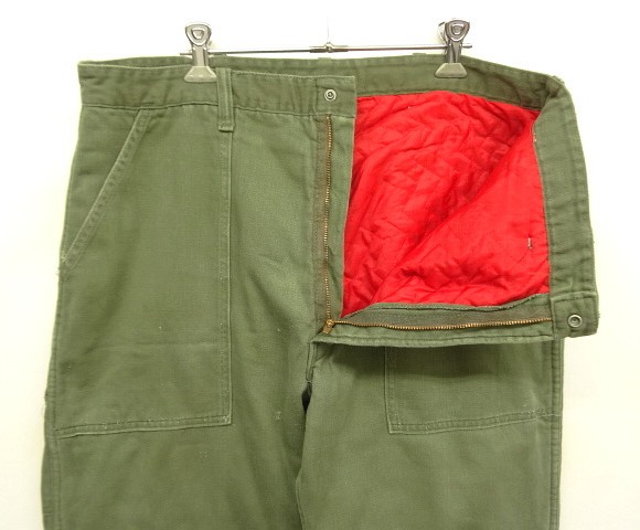 画像: 60'S BIG SMITH トップスナップボタン 裏地キルティング ペインターパンツ オリーブ SCOVILLジップ (VINTAGE)
