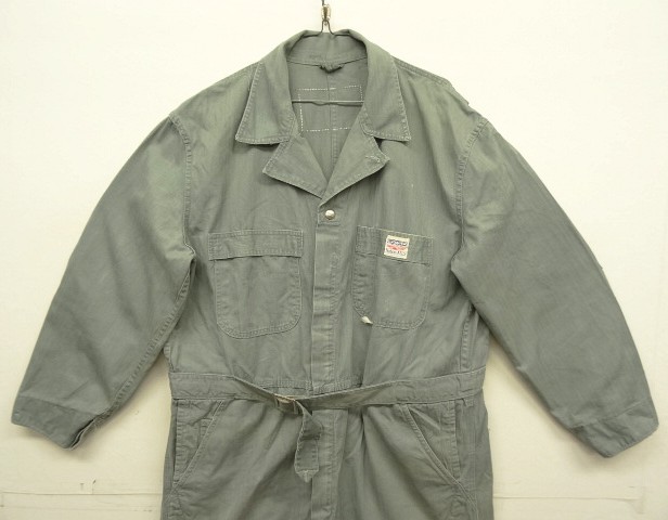 画像: 50'S HERCULES ヘリンボーンツイル オールインワン カバーオール TALONジップ グレー系カーキ (VINTAGE)