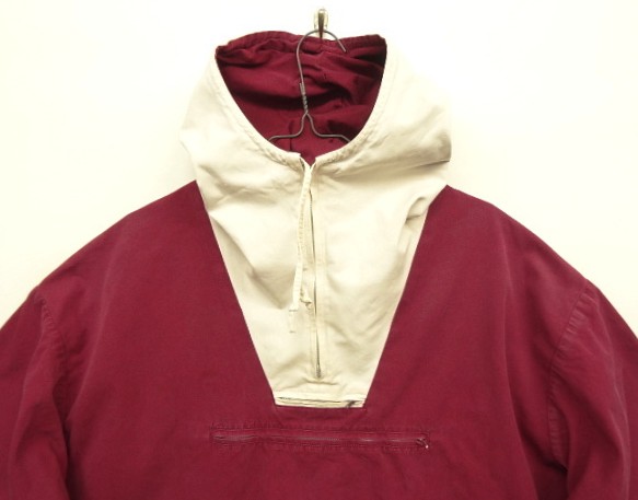 画像: 90'S J.CREW 旧タグ コットン カラーブロック アノラックパーカー ホワイト/バーガンディ (VINTAGE)