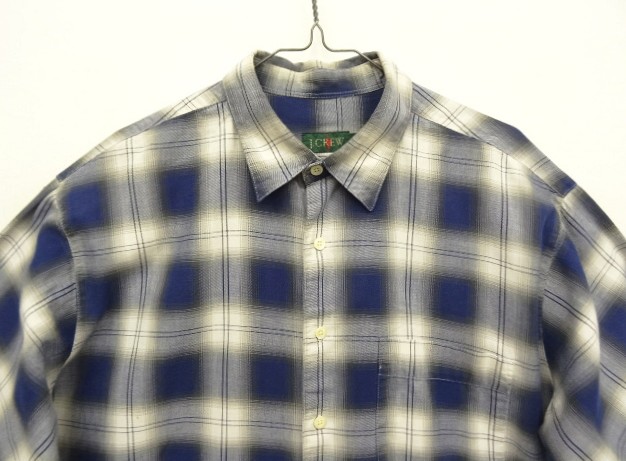 画像: 90'S J.CREW 旧タグ コットン100% 長袖シャツ オンブレチェック 香港製 (VINTAGE)