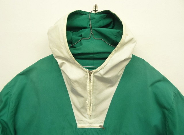 画像: 90'S J.CREW 旧タグ コットン カラーブロック アノラックパーカー ホワイト/グリーン (VINTAGE)