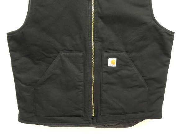 画像: CARHARTT 裏地キルティング ダックベスト ブラック (USED)