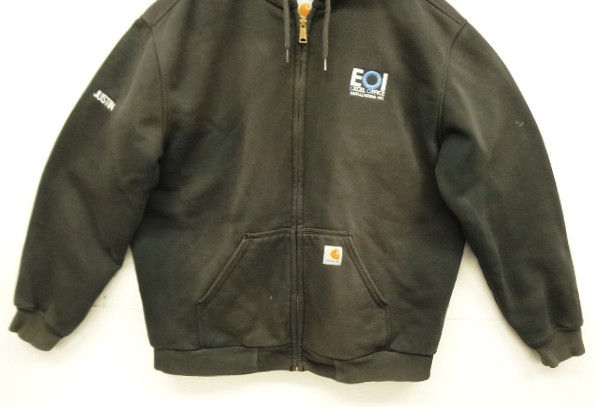 画像: CARHARTT 裏地サーマル ダブルフェイスパーカー フェードブラック 企業物 (VINTAGE)
