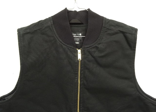 画像: CARHARTT 裏地キルティング ダックベスト ブラック (USED)