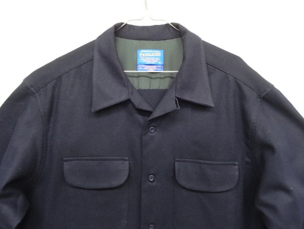 画像: 90'S PENDLETON "BOARD SHIRT" ウール オープンカラーシャツ ネイビー (MINT CONDITION)