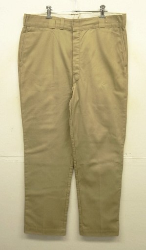 画像1: 60'S LL Bean "DICKIES製" 筆記体タグ 裏地シャモアクロス ワークパンツ ベージュ TALONアルミジップ USA製 (VINTAGE)
