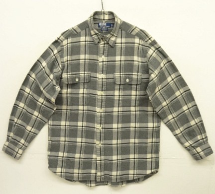 画像1: 90'S RALPH LAUREN "WHITFIELD" フランネル 長袖 ワークシャツ チェック柄 (VINTAGE)