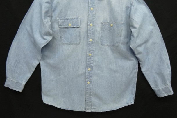 画像: 90'S RALPH LAUREN "DUNGAREE WORKSHIRT" 猫目ボタン シャンブレーシャツ ブルー (VINTAGE)