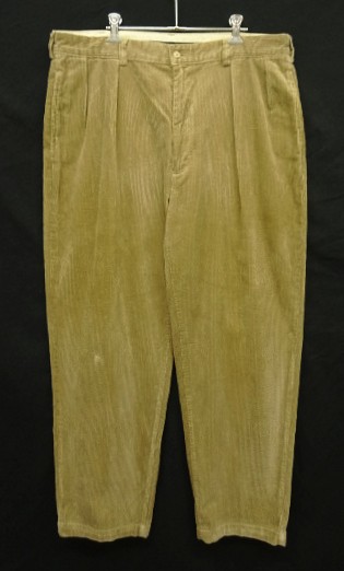 画像1: 90'S RALPH LAUREN "ANDREW PANT" ツープリーツ 太畝 コーデュロイパンツ タン (VINTAGE)