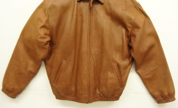 画像: 90'S RALPH LAUREN 胸ロゴ無し チンスト付き 裏地付き レザー ドリズラージャケット ブラウン (VINTAGE)