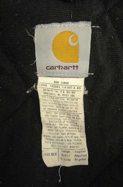 画像2: CARHARTT "ACTIVE JACKET" 裏地キルティング ダックジャケット ブラック USA製 (VINTAGE)