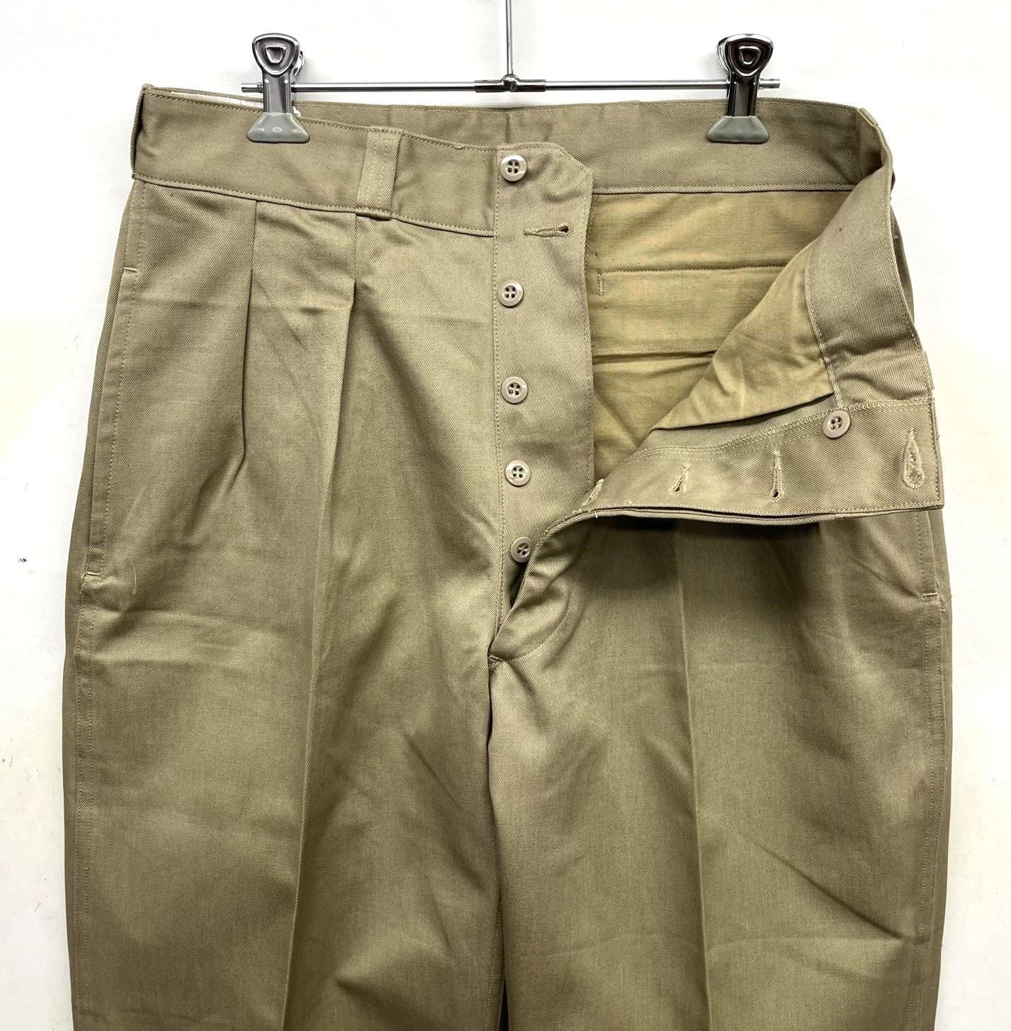 画像: 60'S フランス軍 M52 プリーツ入り チノパンツ ベージュ 80C (DEADSTOCK)