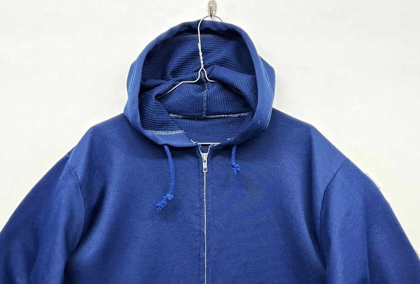 画像: 80'S UNKNOWN 裏地サーマル フルジップ ダブルフェイス スウェットパーカー ネイビー PRIDEアルミジップ (VINTAGE)