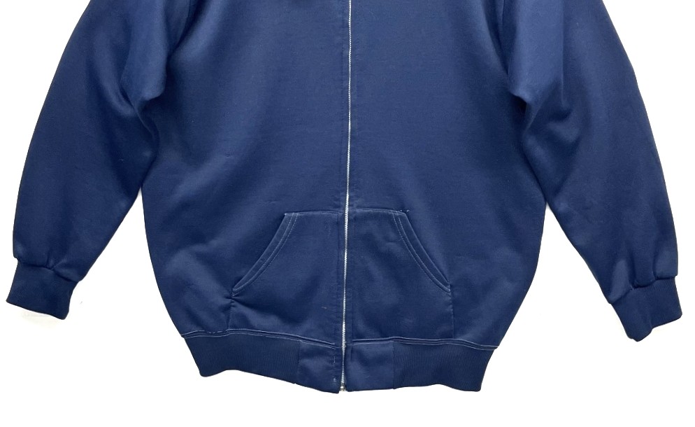 画像: 80'S UNKNOWN 裏地サーマル フルジップ ダブルフェイス スウェットパーカー ネイビー PRIDEアルミジップ (VINTAGE)