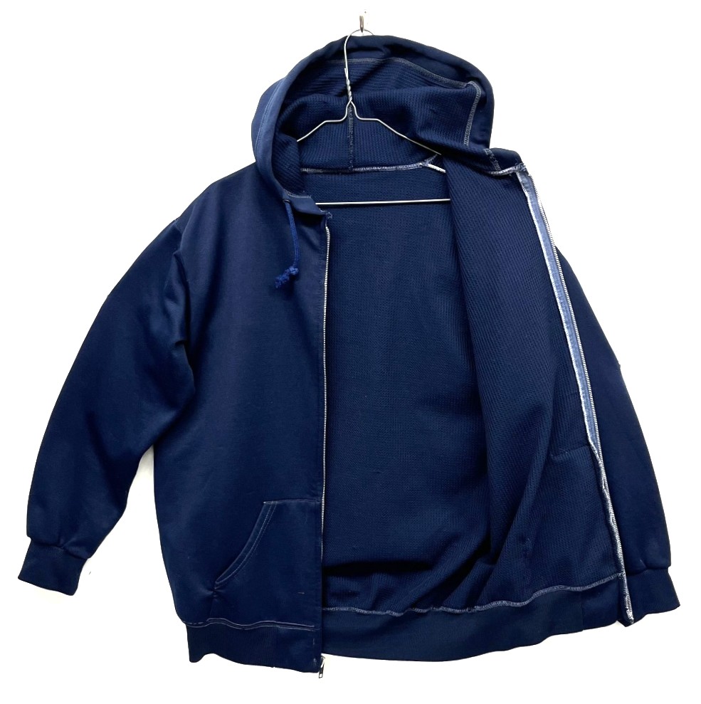 画像2: 80'S UNKNOWN 裏地サーマル フルジップ ダブルフェイス スウェットパーカー ネイビー PRIDEアルミジップ (VINTAGE)