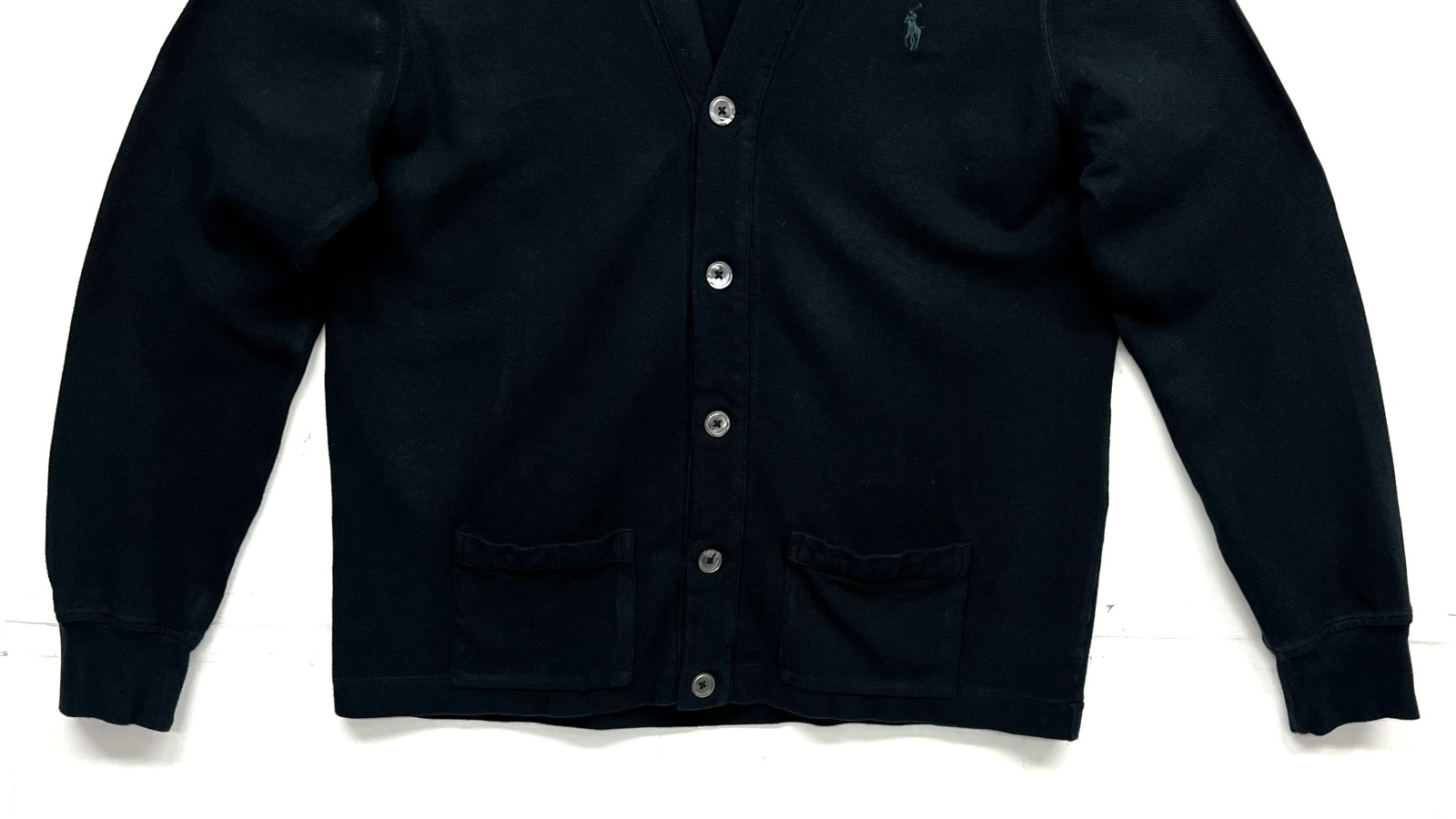 画像: 90'S RALPH LAUREN コットン カーディガン ブラック (VINTAGE) 