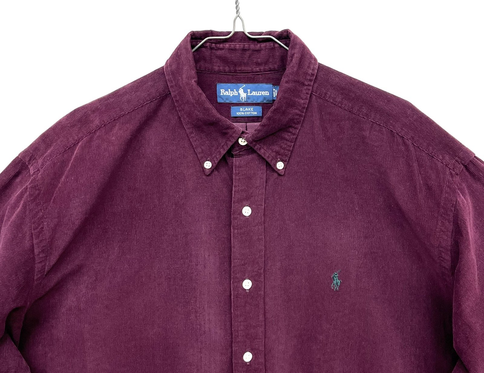 画像: 90'S RALPH LAUREN "BLAKE" コーデュロイ 長袖 BDシャツ ボルドー (VINTAGE)