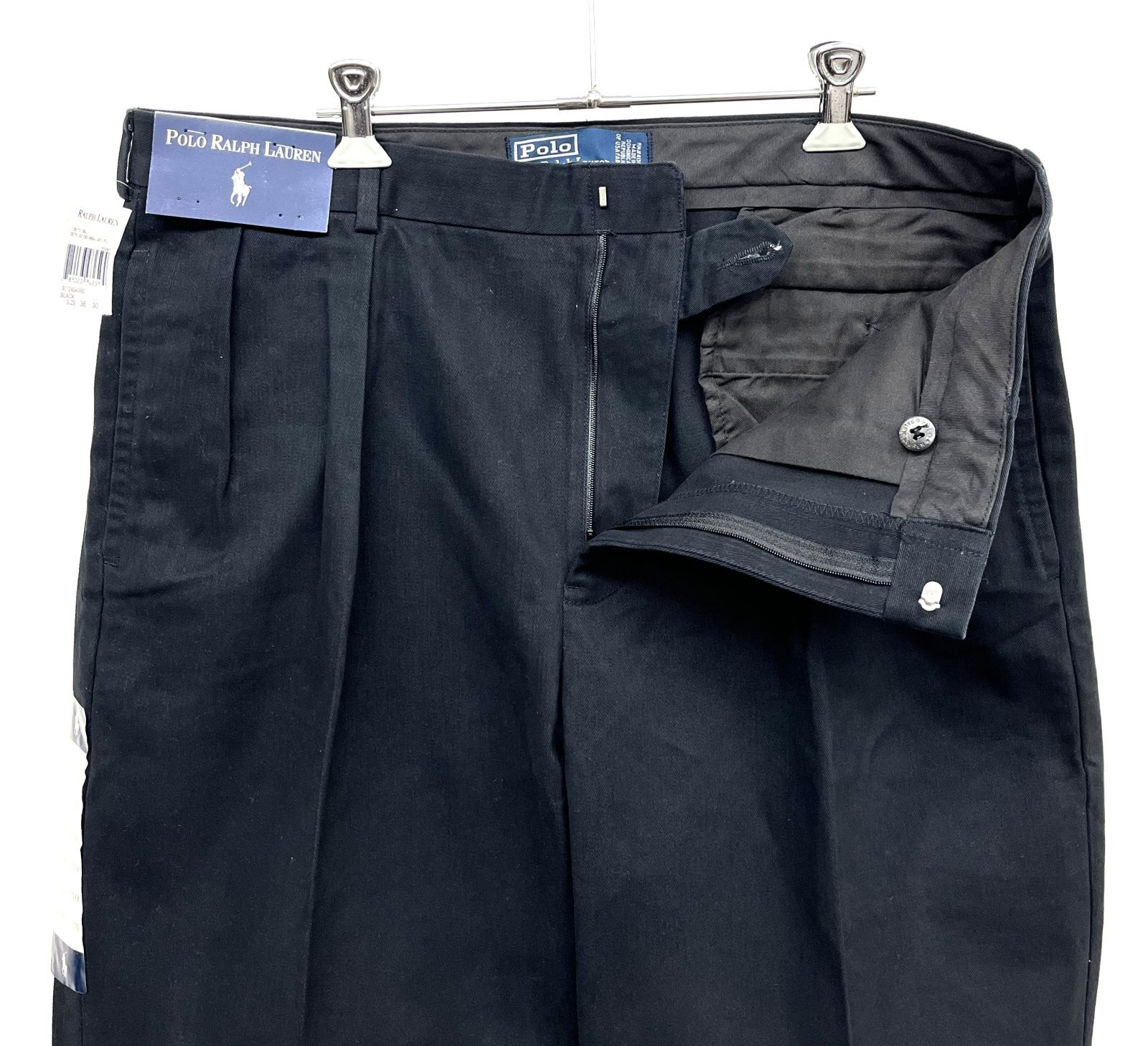 画像: 90'S RALPH LAUREN ツープリーツ チノパンツ ブラック (DEADSTOCK)