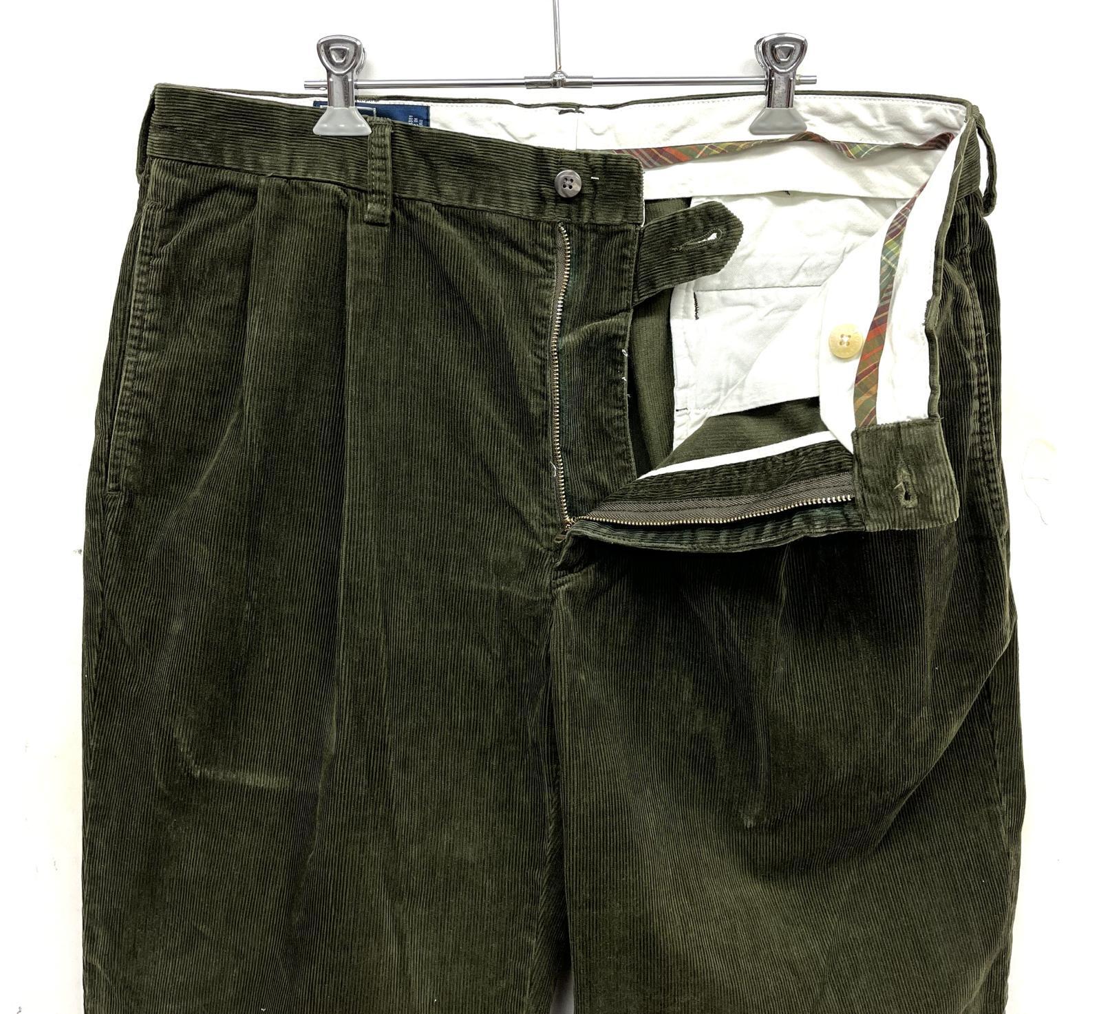 画像: 90'S RALPH LAUREN "HAMMOND PANT" ツープリーツ コーデュロイパンツ オリーブ (VINTAGE)