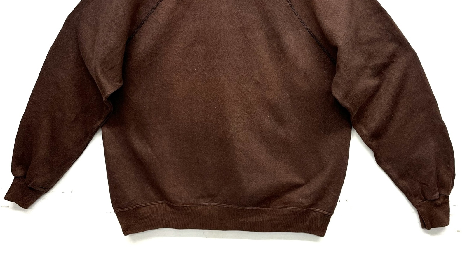 画像: 80'S UNKNOWN ラグランスリーブ クルーネック スウェットシャツ ヘザーブラウン USA製 (VINTAGE)