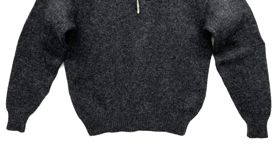 画像: 90'S LANDS' END ウール ヘンリーネックセーター チャコール USA製 (VINTAGE) 