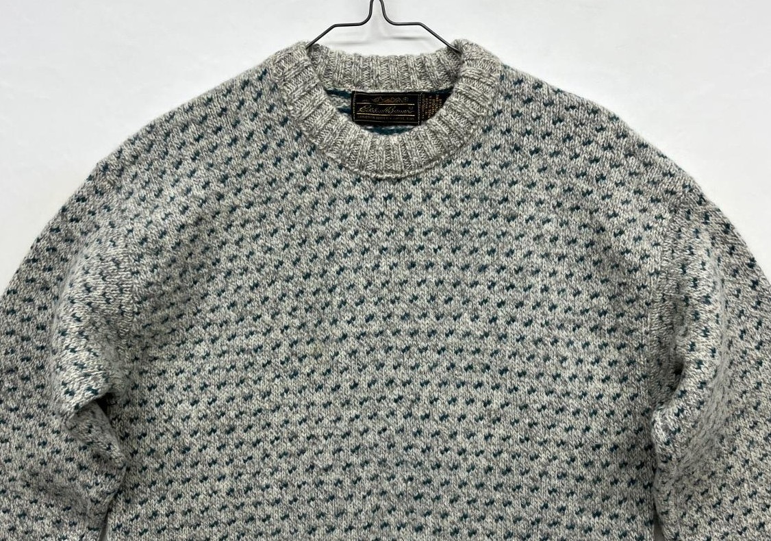 画像: 90'S EDDIE BAUER 黒タグ ウール クルーネックセーター バーズアイ USA製 (VINTAGE) 