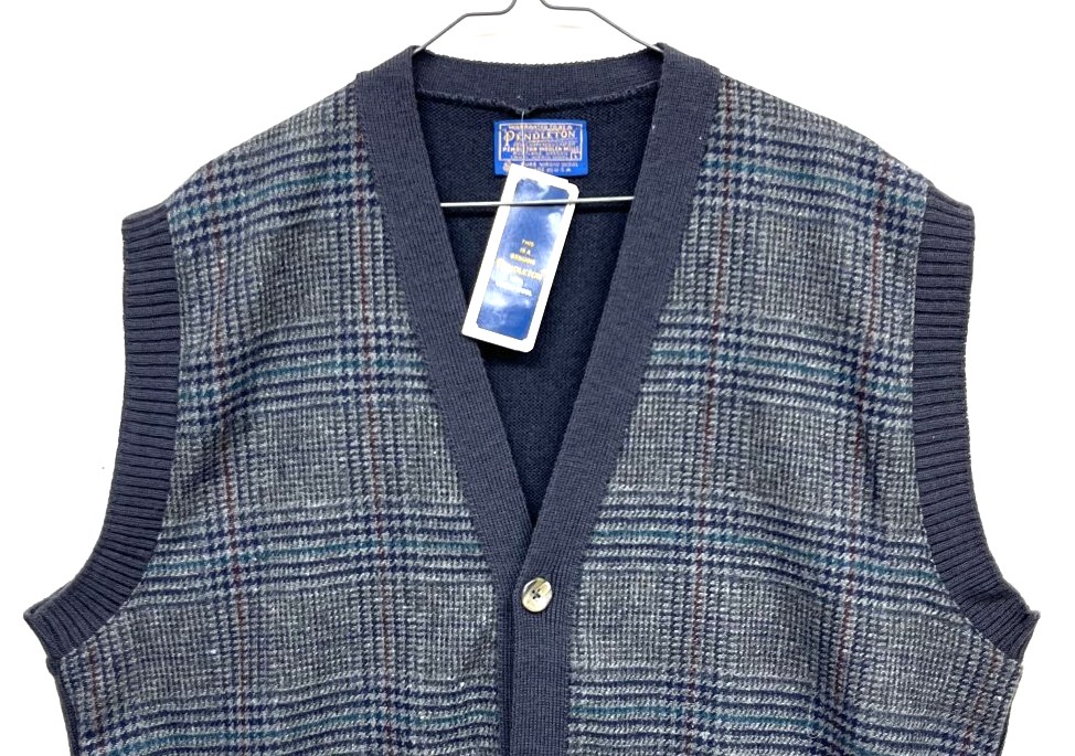 画像: 80'S PENDLETON ウール ニットベスト グレンチェック/チャコール USA製 (DEADSTOCK) 
