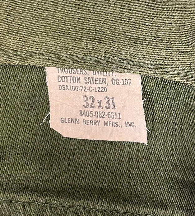 画像2: 70'S アメリカ軍 US ARMY "OG107" コットンサテン ベイカーパンツ ミリタリーグリーン (VINTAGE)