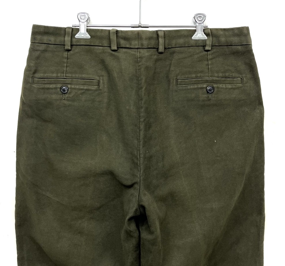 画像: 00'S BROOKS BROTHERS "ELLIOT" ツープリーツ モールスキンパンツ オリーブ (VINTAGE)