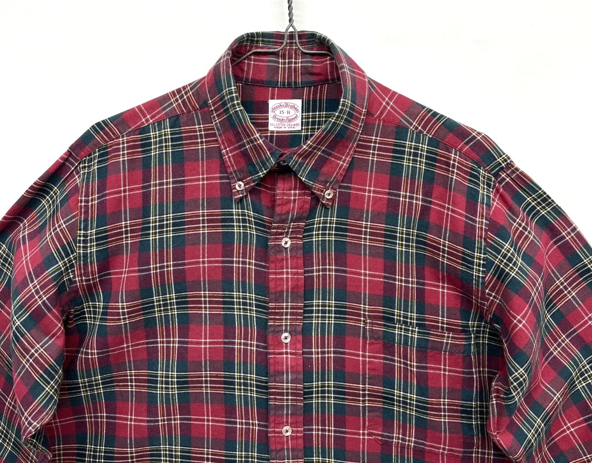 画像: 70'S BROOKS BROTHERS "BROOKSFLANNEL" 6ボタン フランネル BDシャツ チェック柄 USA製 (VINTAGE)