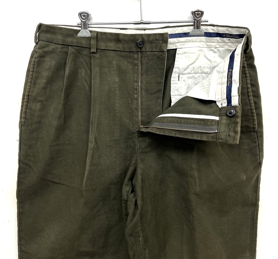 画像: 00'S BROOKS BROTHERS "ELLIOT" ツープリーツ モールスキンパンツ オリーブ (VINTAGE)