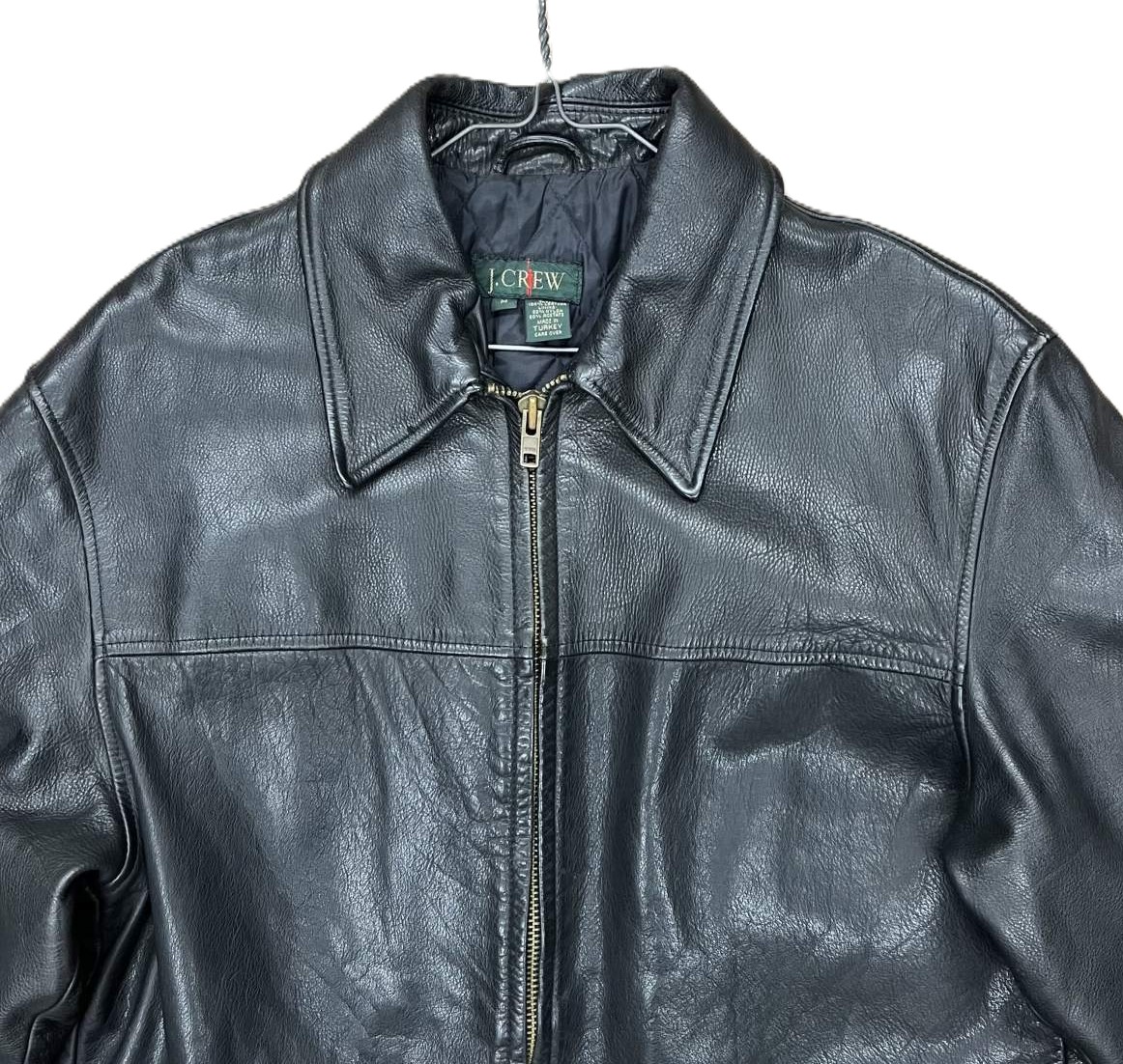 画像: 90'S J.CREW 旧タグ 裏地キルティング レザー カーコート ブラック (VINTAGE)